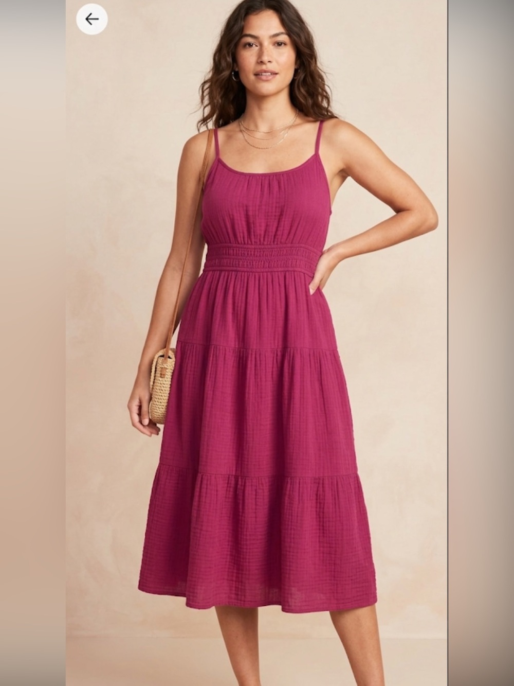 Old Navy Fuchsia Tiered Spaghetti Strap Dress